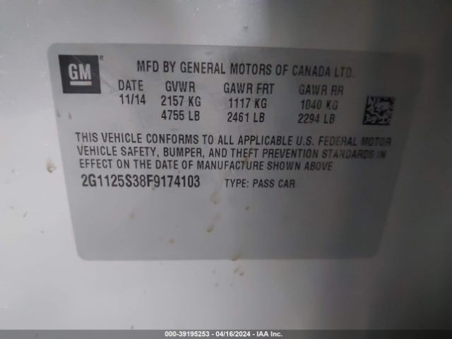 2G1125S38F9174103 Chevrolet Impala 2lt