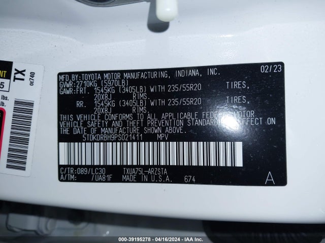 Toyota Highlander Xse 2023 5TDKDRBH9PS021411 Image 18