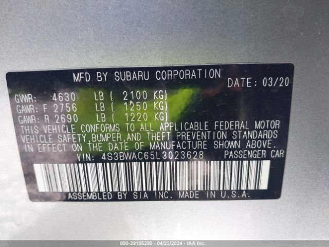 4S3BWAC65L3023628 Subaru Legacy Premium
