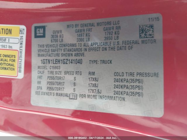 1GTN1LEH1GZ141040 GMC SIERRA 1500