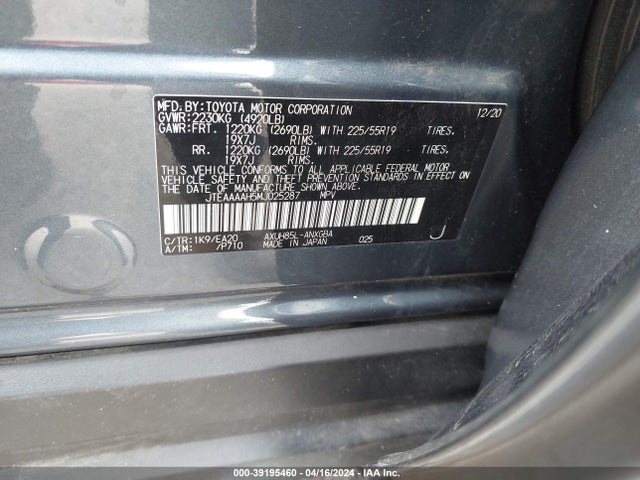 Toyota Venza Xle 2021 JTEAAAAH5MJ025287 Image 9