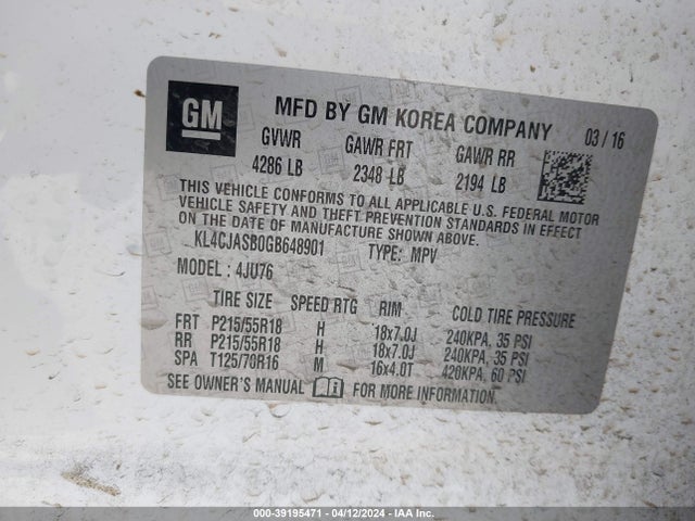 Buick Encore 2016 KL4CJASB0GB648901 Image 9