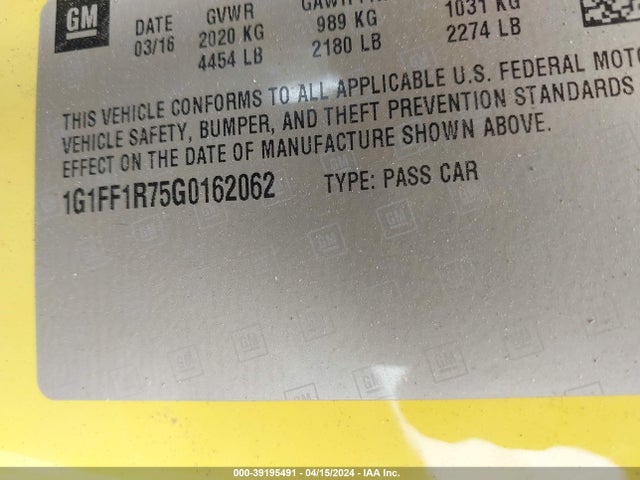 Chevrolet Camaro 1ss 2016 1G1FF1R75G0162062 Image 9