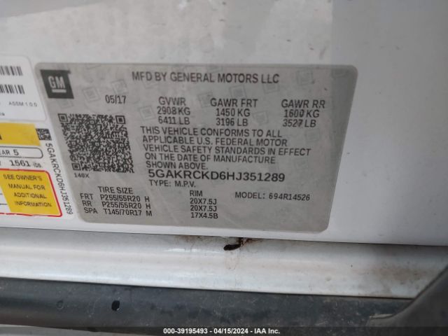 5GAKRCKD6HJ351289 Buick Enclave Premium