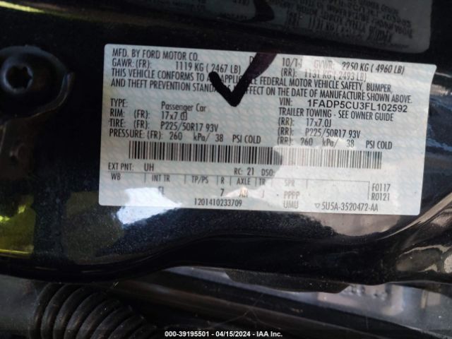 1FADP5CU3FL102592 Ford C-max Energi Sel