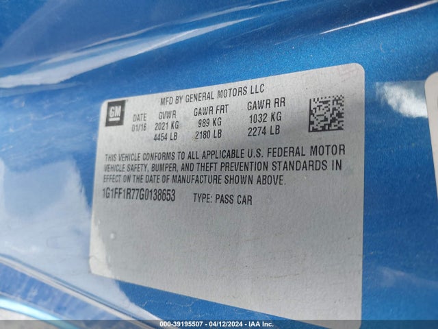 Chevrolet Camaro 1ss 2016 1G1FF1R77G0138653 Image 9