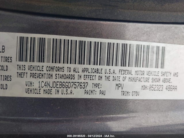 Jeep Compass Latitude 2016 1C4NJDEB6GD757637 Image 9