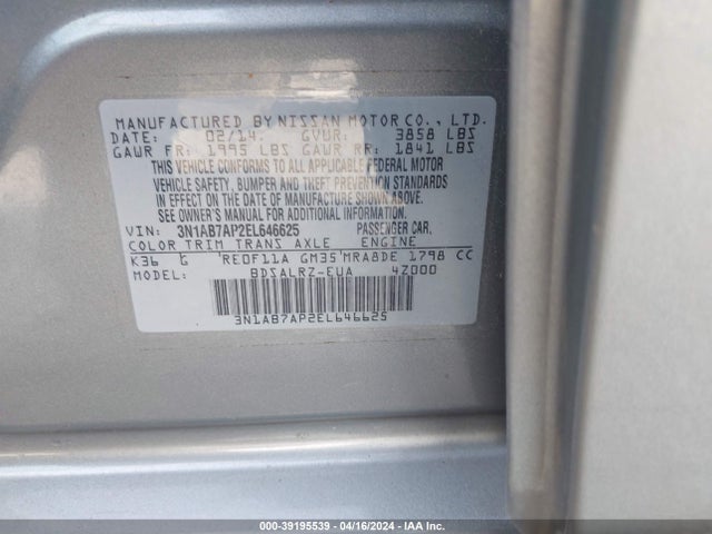 Nissan SENTRA SR 2014 3N1AB7AP2EL646625 Image 9