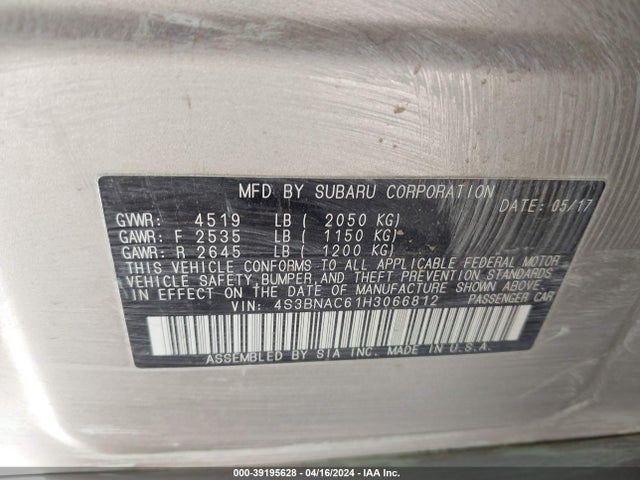 Subaru Legacy 2.5i Premium 2017 4S3BNAC61H3066812 Image 9