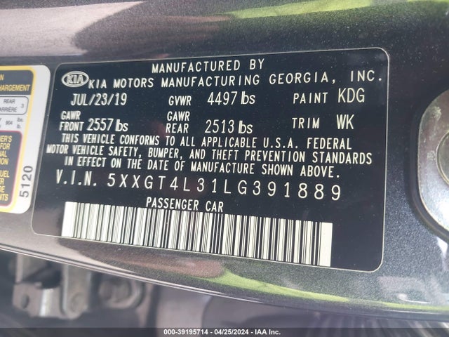 KIA Optima Lx 2020 5XXGT4L31LG391889 Image 9