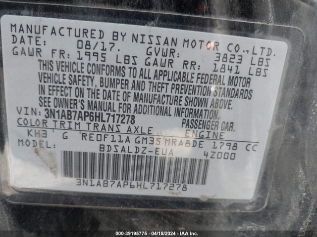 Nissan SENTRA SV 2017 3N1AB7AP6HL717278 Image 9