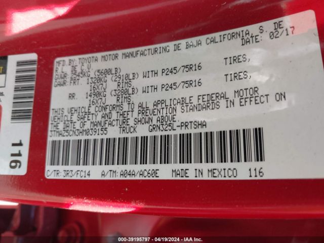 3TMAZ5CN3HM039155 Toyota Tacoma Sr5 V6