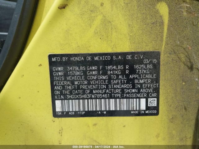 3HGGK5H83FM785461 Honda Fit Ex/ex-l