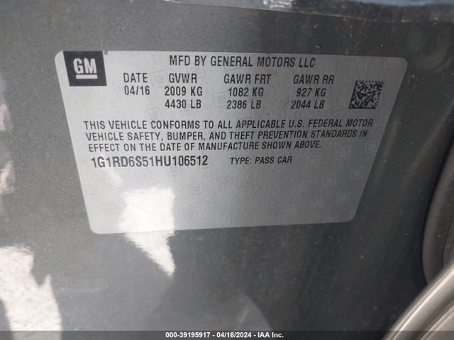 Chevrolet Volt Premier 2017 1G1RD6S51HU106512 Image 9