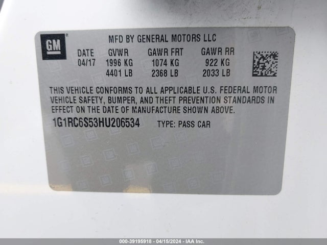 Chevrolet VOLT LT 2017 1G1RC6S53HU206534 Image 9