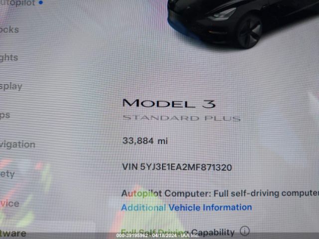 5YJ3E1EA2MF871320 Tesla Model 3 Standard Range Plus Rear-wheel Drive