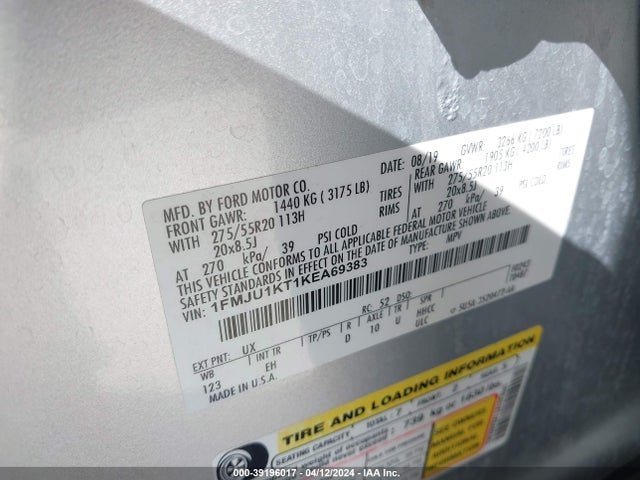 Ford Expedition Limited 2019 1FMJU1KT1KEA69383 Image 9