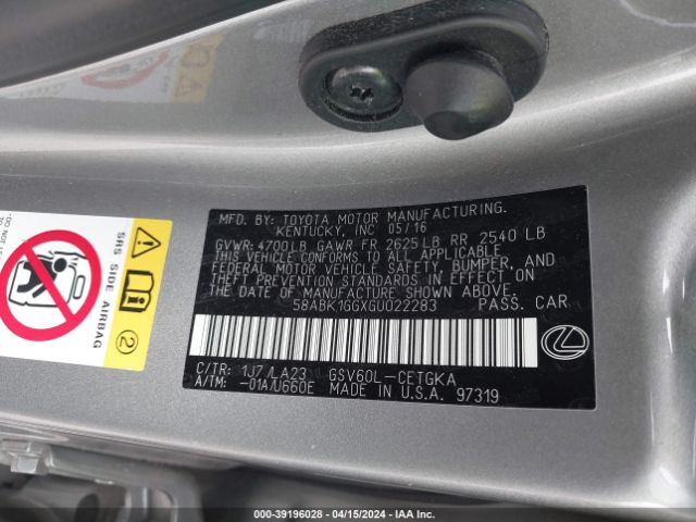58ABK1GGXGU022283 Lexus ES 350