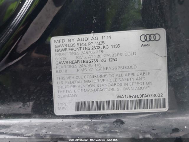 WA1UFAFL9FA073632 Audi Allroad 2.0t Premium