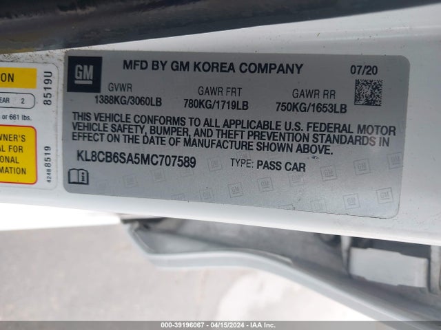 Chevrolet Spark Fwd Ls Automatic 2021 KL8CB6SA5MC707589 Image 9