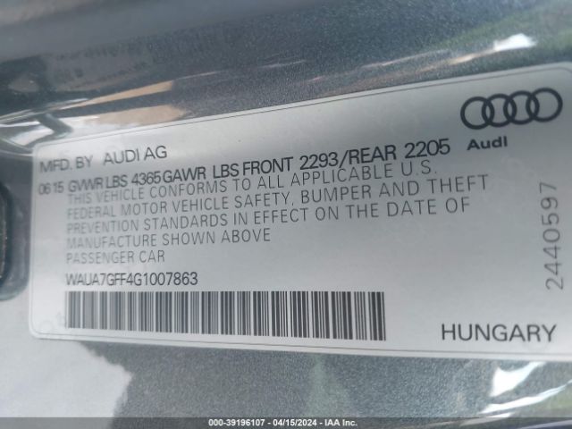 WAUA7GFF4G1007863 Audi A3 1.8t Premium
