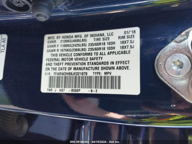 7FARW2H89JE021979 Honda Cr-v Ex-l/ex-l Navi