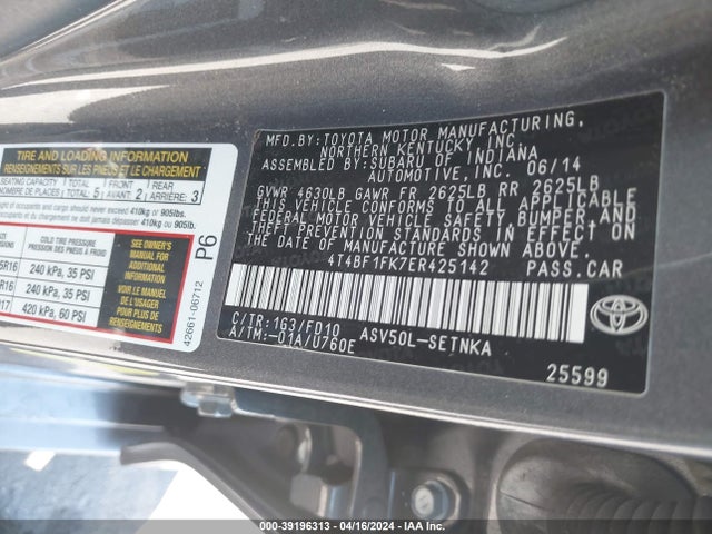 Toyota CAMRY LE 2014 4T4BF1FK7ER425142 Image 9