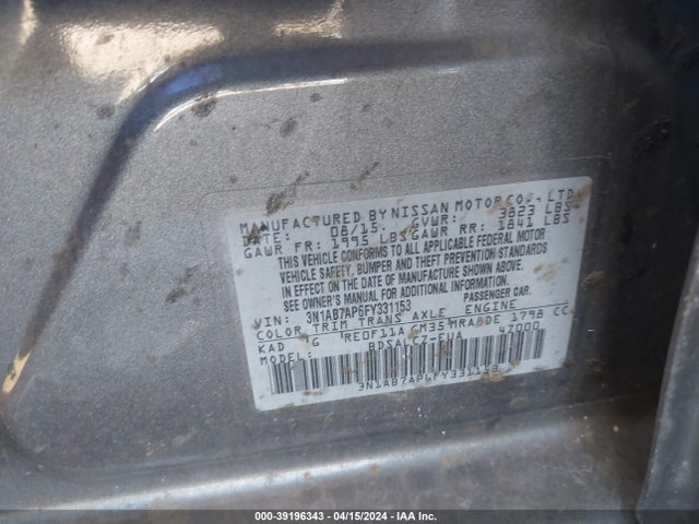 Nissan SENTRA S 2015 3N1AB7AP6FY331153 Image 9