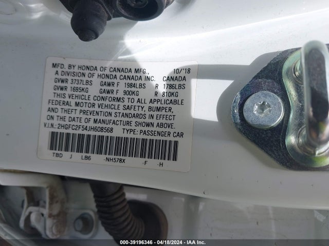 Honda k20c2 2018 2HGFC2F54JH608568 Image 21