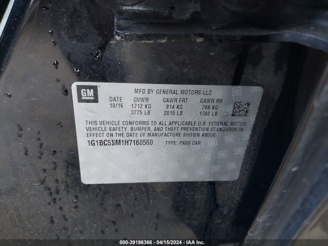 Chevrolet Cruze Ls Auto 2017 1G1BC5SM1H7160560 Image 9