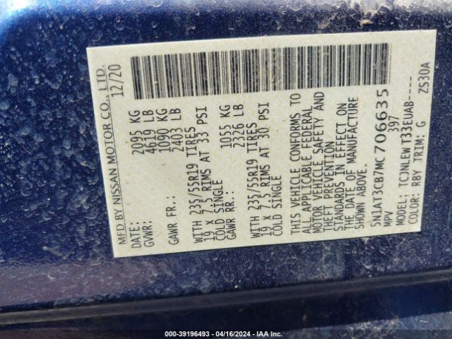 5N1AT3CB7MC706635 Nissan Rogue Sl Intelligent Awd