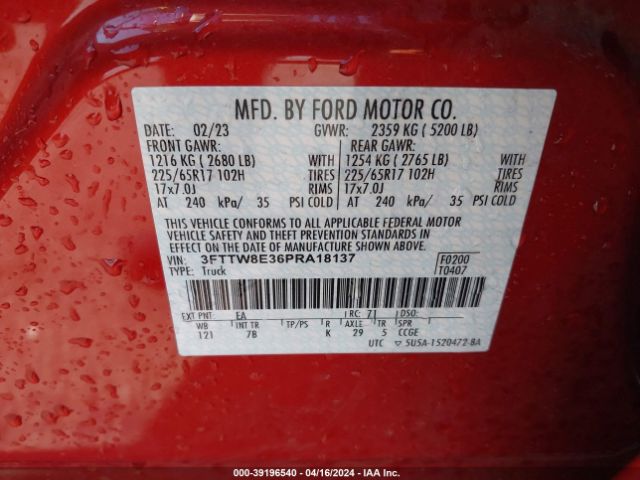 3FTTW8E36PRA18137 Ford Maverick Xlt