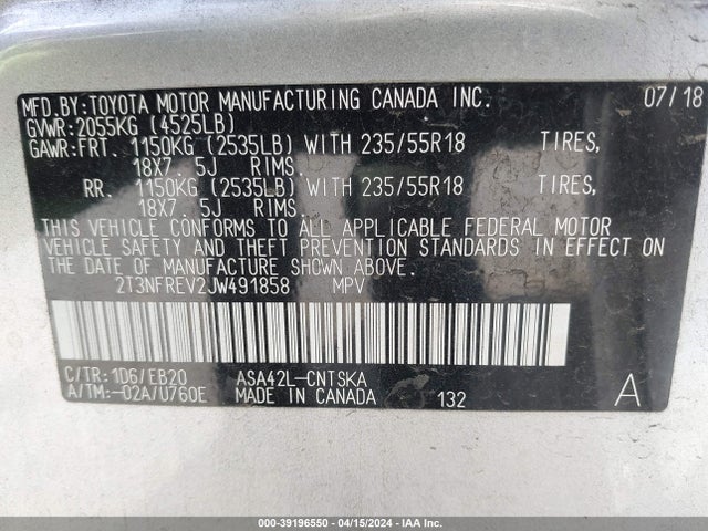Toyota RAV4 SE 2018 2T3NFREV2JW491858 Image 9