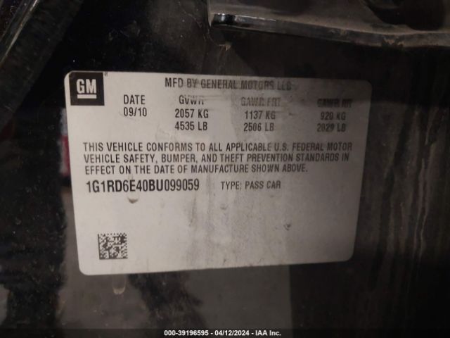 2011 CHEVROLET VOLT 1G1RD6E40BU099059 Photo 8