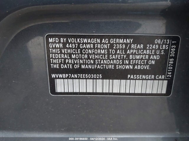 WVWBP7AN7EE503025 Volkswagen Cc 2.0t Sport