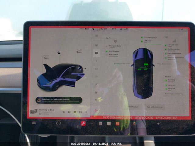 5YJ3E1EA9MF062798 Tesla Model 3 Standard Range Plus Rear-wheel Drive