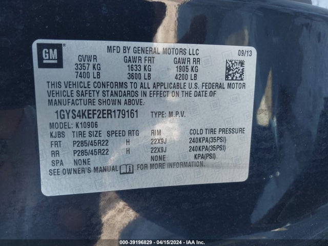 Cadillac Escalade Esv Platinum Edition 2014 1GYS4KEF2ER179161 Image 9