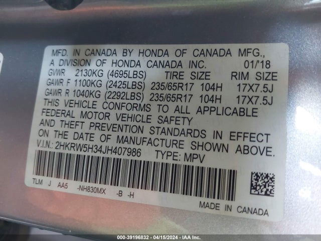 Honda CR-V LX 2018 2HKRW5H34JH407986 Image 9