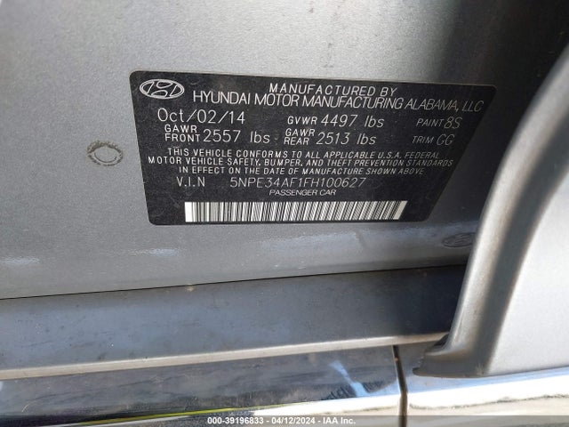 Hyundai Sonata Sport 2015 5NPE34AF1FH100627 Image 9