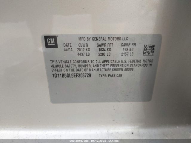 1G11B5SL9EF303729 Chevrolet Malibu 1ls