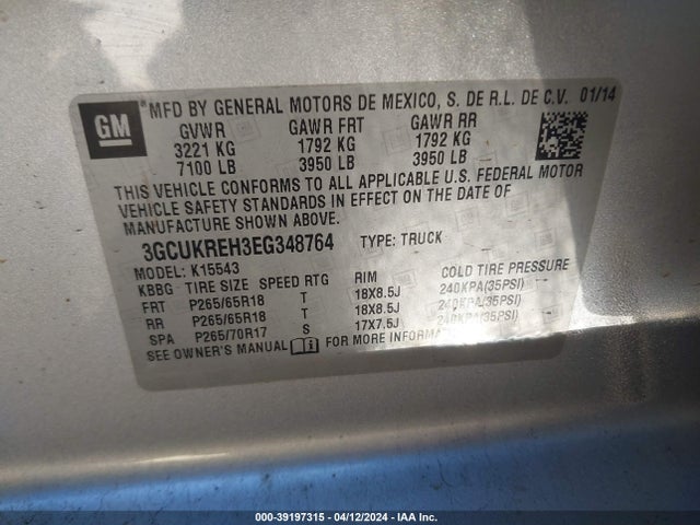 Chevrolet Silverado 1500 2lt 2014 3GCUKREH3EG348764 Image 9