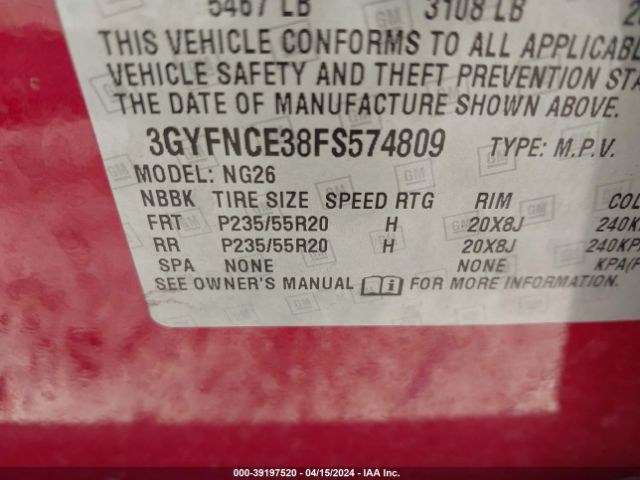 3GYFNCE38FS574809 Cadillac Srx Performance Collection