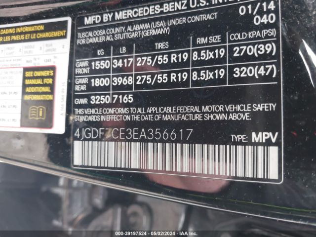 4JGDF7CE3EA356617 Mercedes-Benz Gl 450 4matic
