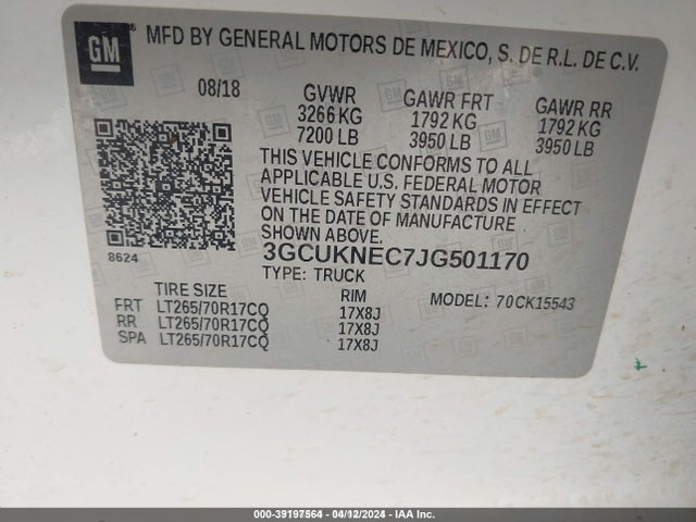 Chevrolet Silverado 1500 Wt 2018 3GCUKNEC7JG501170 Image 9