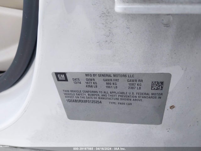 1G6AB5RX8F0125254 Cadillac ATS LUXURY