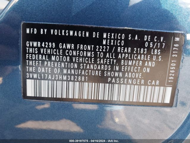 3VWL17AJ3HM382881 Volkswagen Jetta 1.8t Sel/1.8t Sel Premium