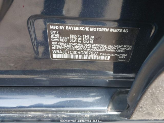 WBAJE7C30HG887037 BMW 540i Xdrive