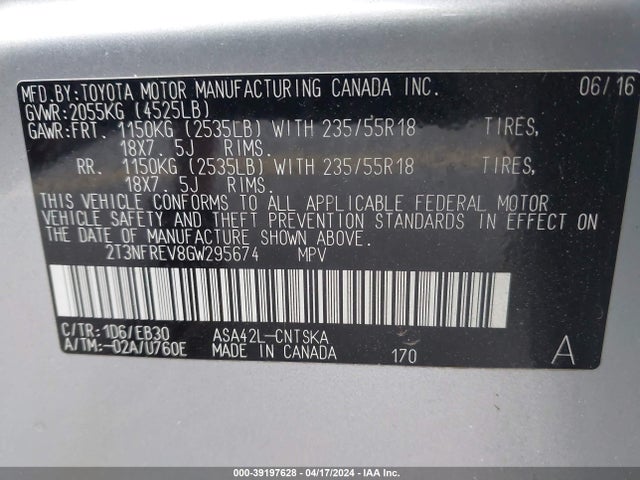Toyota RAV4 SE 2016 2T3NFREV8GW295674 Image 9