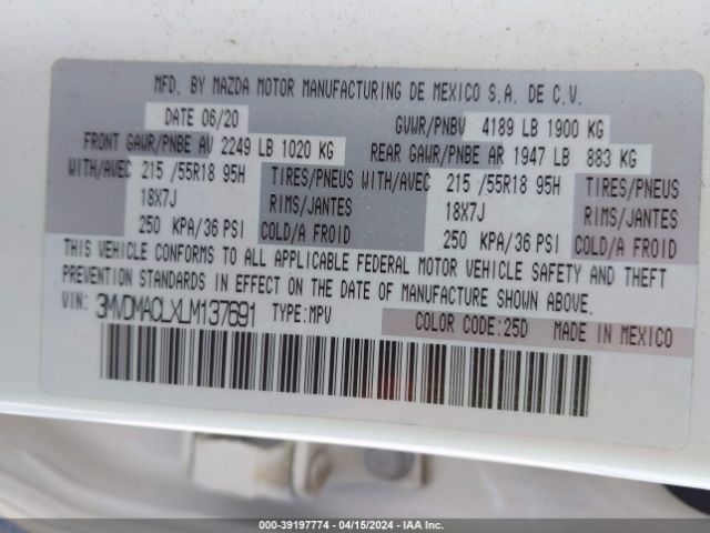 3MVDMACLXLM137691 Mazda Cx-30 Select Package