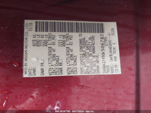 1N6BA1F49GN506782 Nissan Titan Xd Pro-4x Diesel